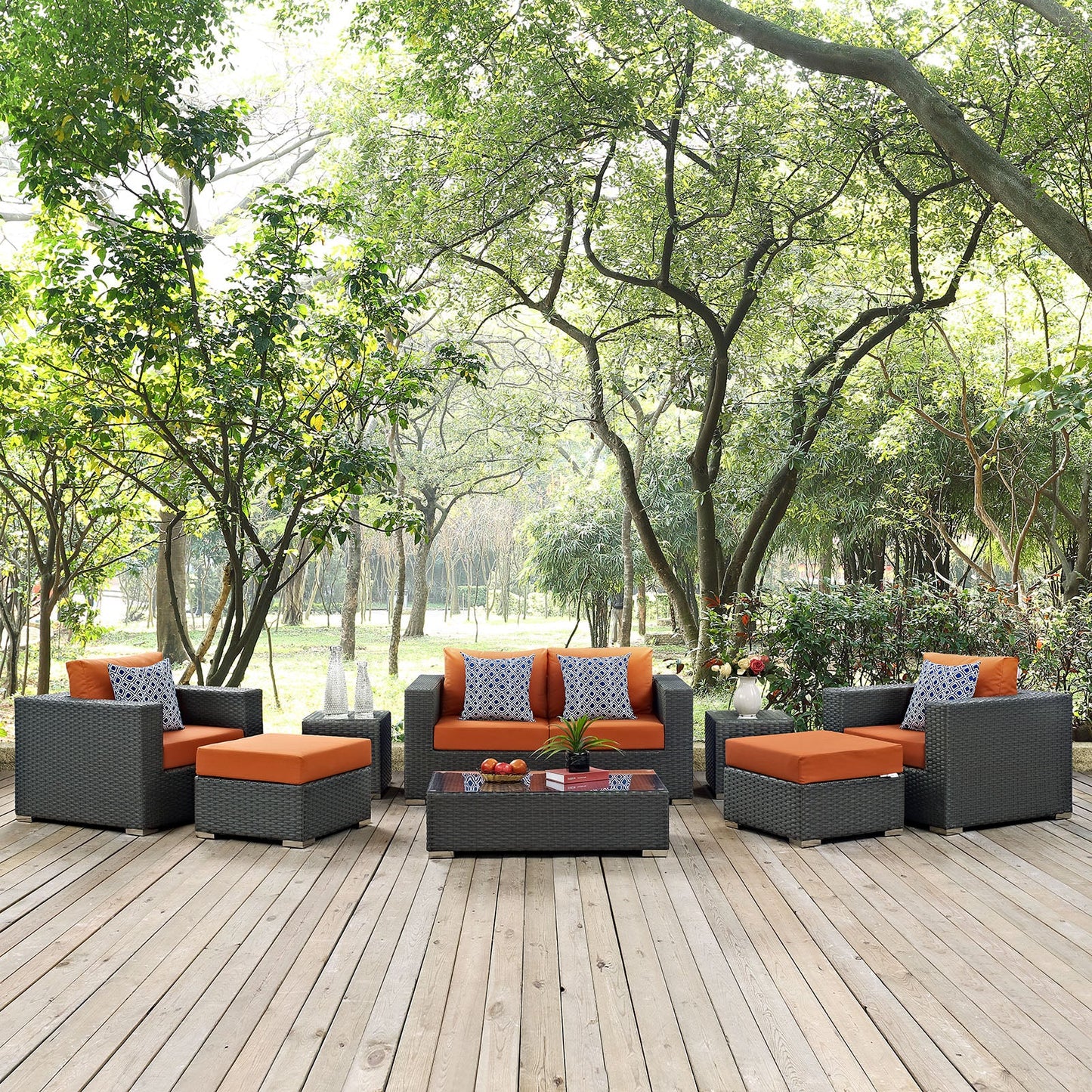 Sojourn 8 Piece Outdoor Patio Sunbrella¨ Sectional Set by Modway