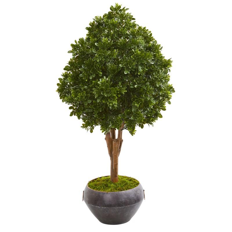45" Tea Leaf Artificial Tree in Bowl UV Resistant (Indoor/Outdoor)
