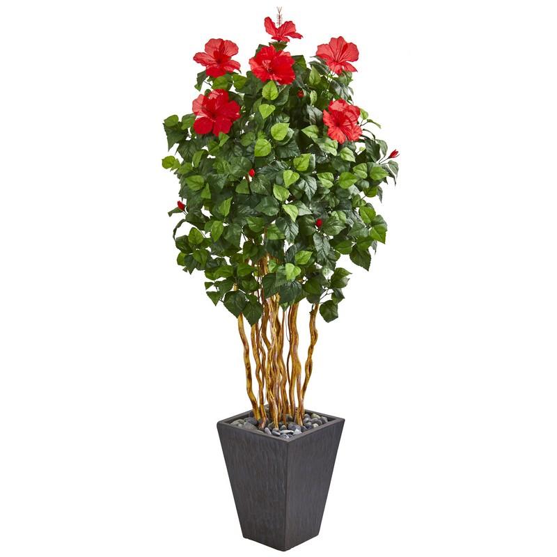 65" Hibiscus Artificial Tree in Slate Planter