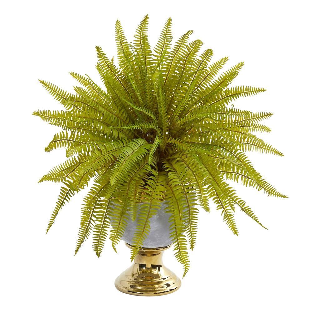 20" Fern Artificial Plant in Stoneware Urn