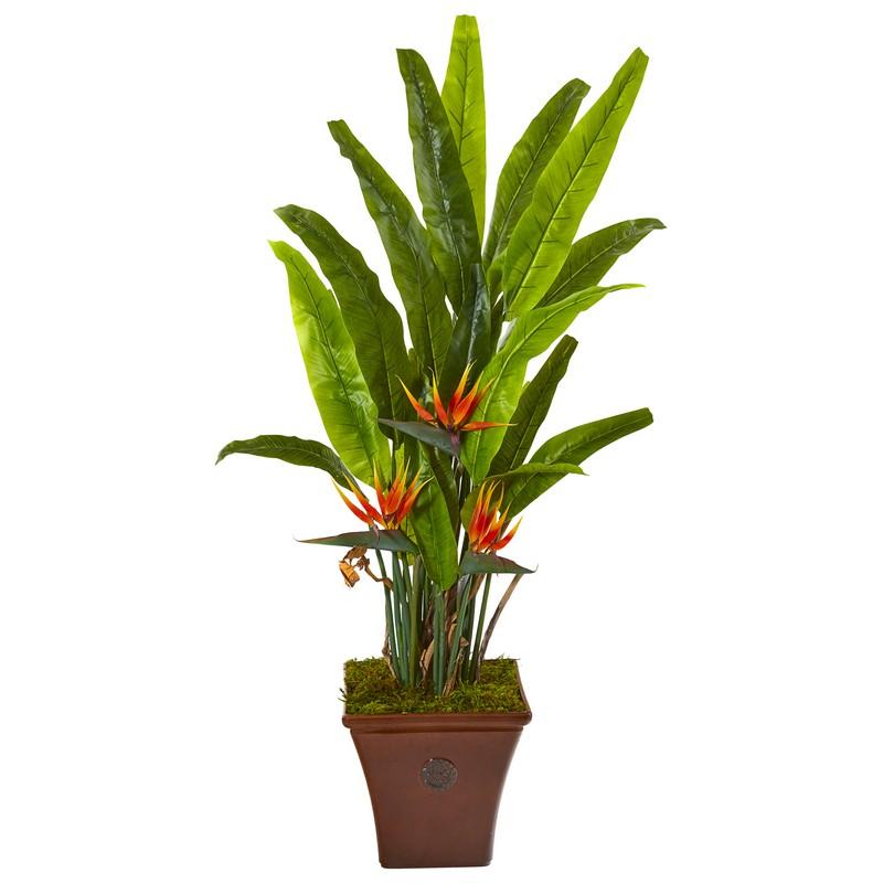 59" Bird of Paradise Artificial Plant in Brown Planter