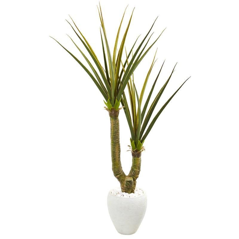 68" Yucca Artificial Plant in White Planter