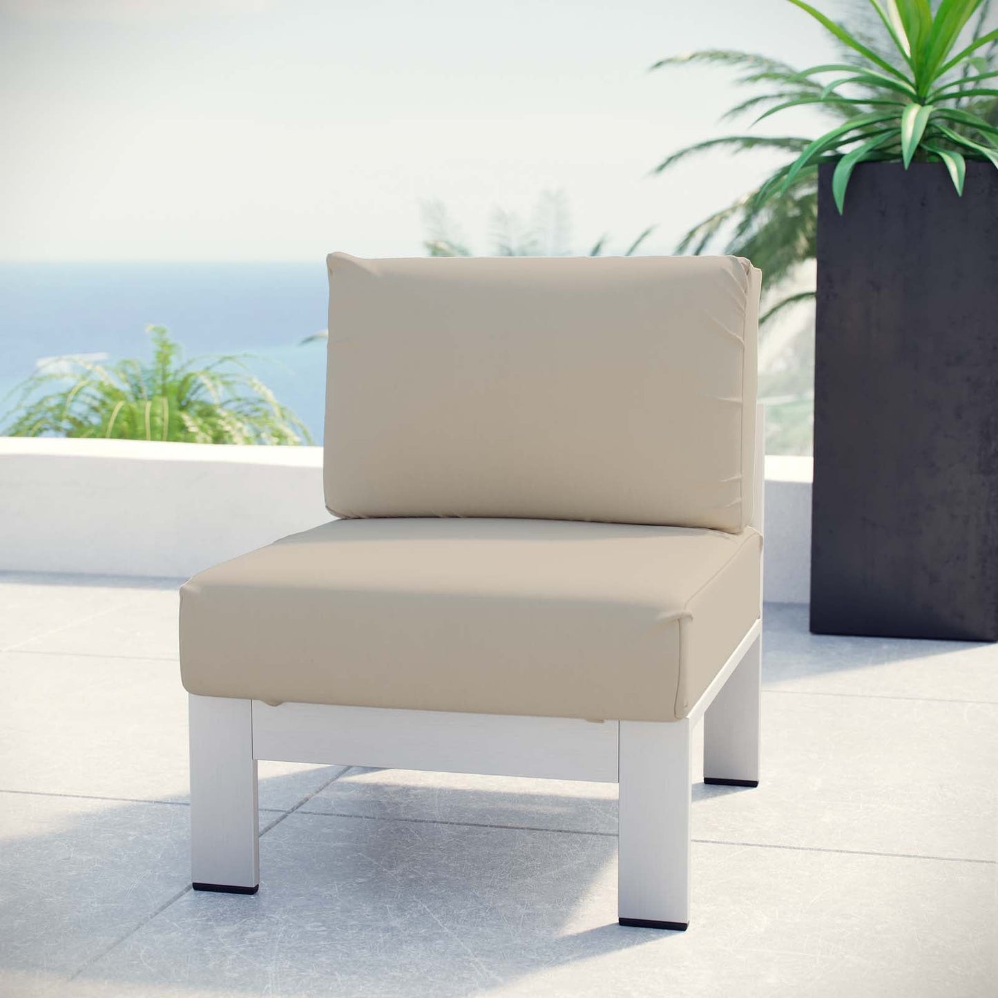Shore Armless Outdoor Patio Aluminum Chair by Modway
