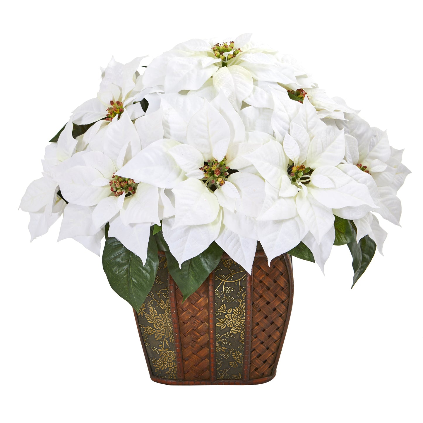 18" Poinsettia Artificial Arrangement in Decorative Planter