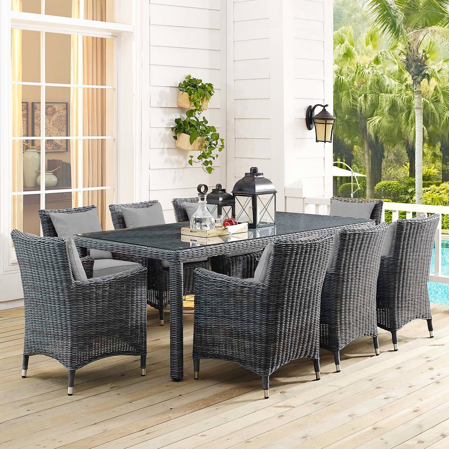 Summon 9 Piece Outdoor Patio Sunbrella¨ Dining Set by Modway