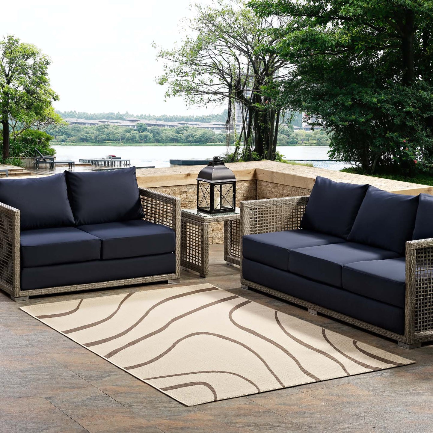 Surge Swirl Abstract Indoor and Outdoor 8x10 Area Rug by Modway