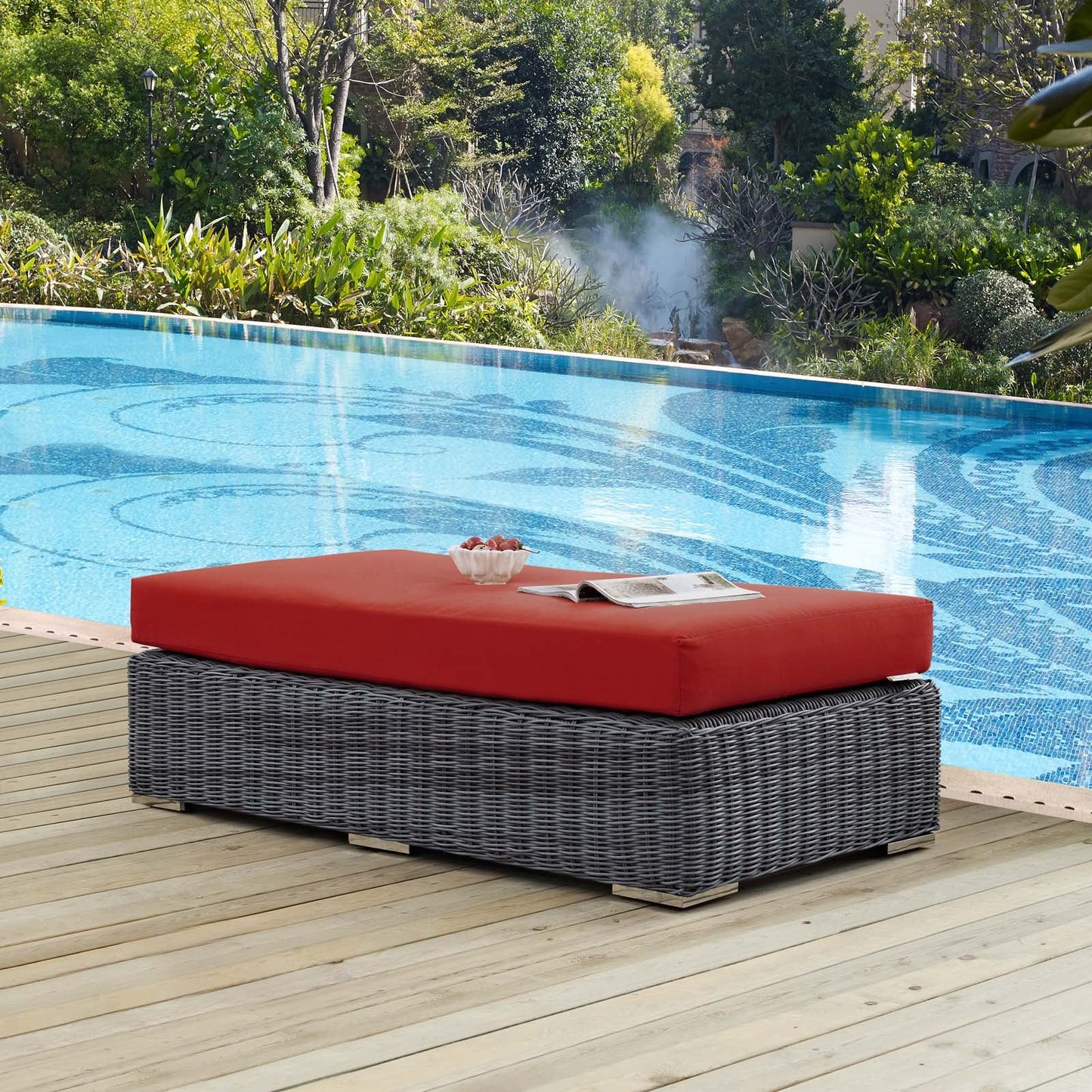 Summon Outdoor Patio Sunbrella¨ Rectangle Ottoman by Modway