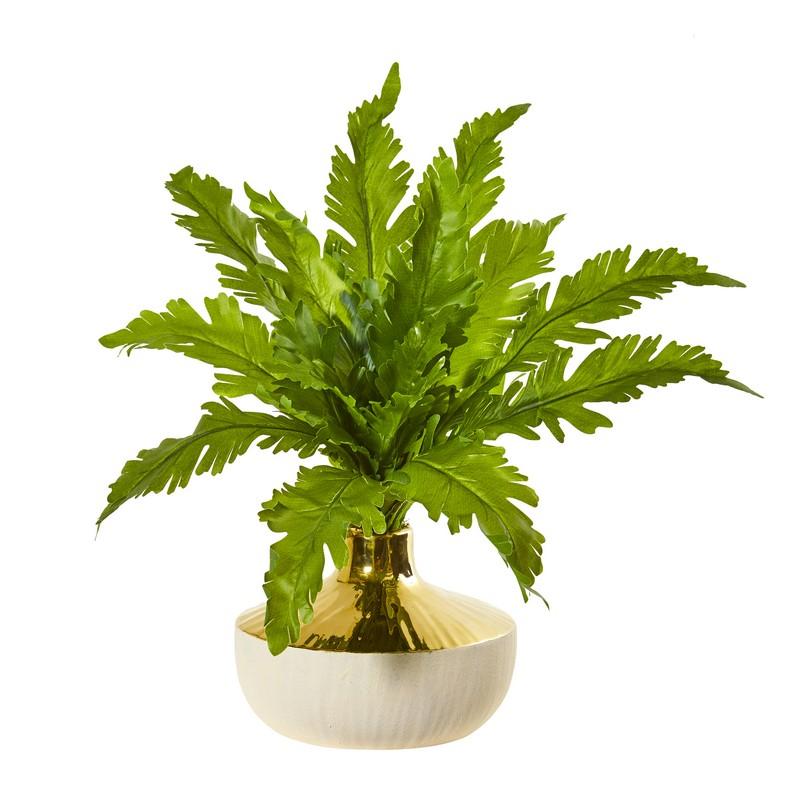 16" Fern Artificial Plant in Designer Vase