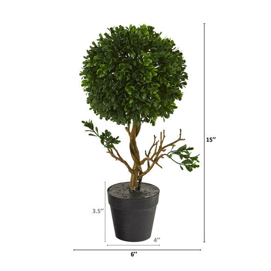 15" Boxwood Topiary Artificial Tree UV Resistant (Indoor/Outdoor)