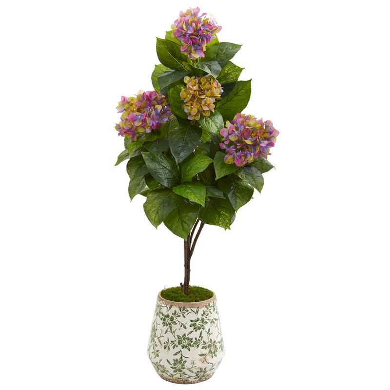 50" Hydrangea Artificial Plant in Decorative Planter