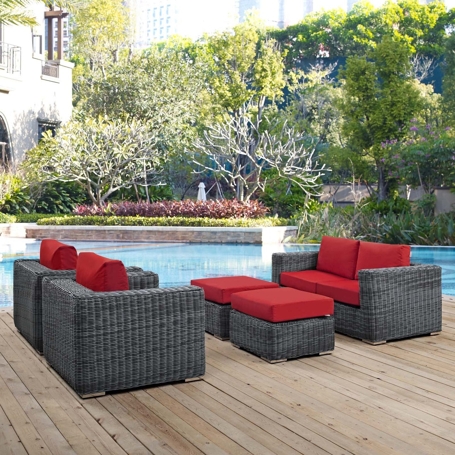 Summon 5 Piece Outdoor Patio Sunbrella¨ Sectional Set by Modway