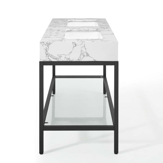Kingsley 60" Black Stainless Steel Bathroom Vanity by Modway