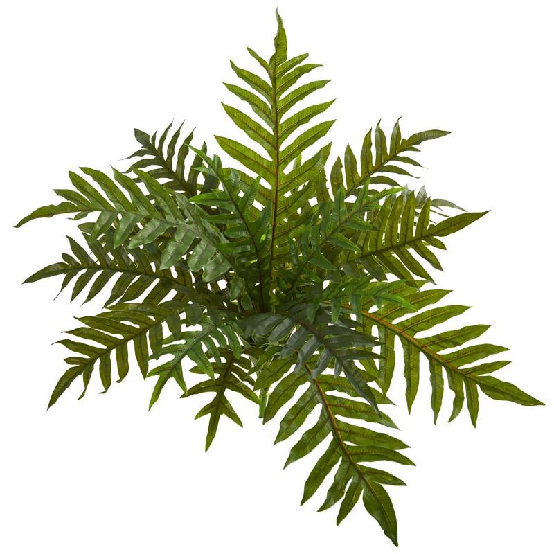 23" Hares Foot Fern Bush Artificial Plant (Set of 3) (Real Touch)