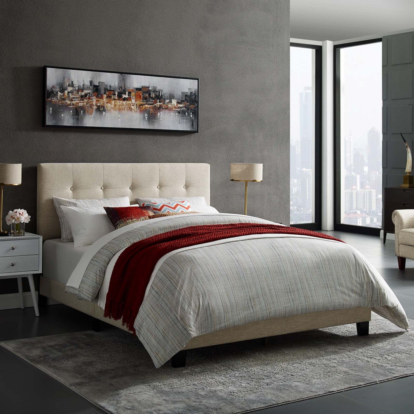 Amira Upholstered Fabric Queen Bed by Modway