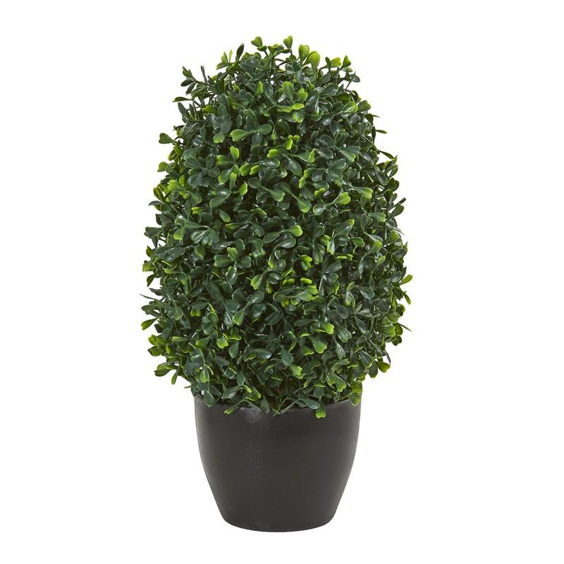 13" Boxwood Topiary Artificial Plant UV Resistant (Indoor/Outdoor)