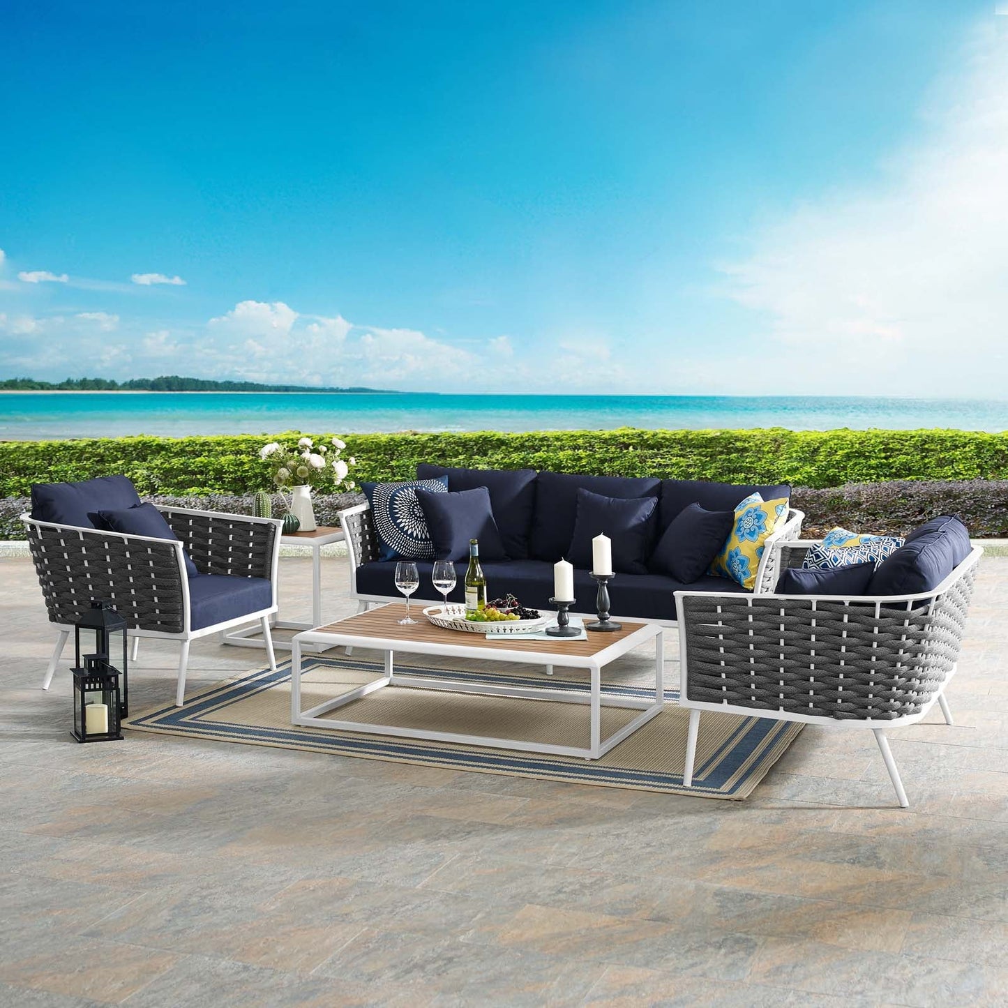Stance 6 Piece Outdoor Patio Aluminum Sectional Sofa Set by Modway