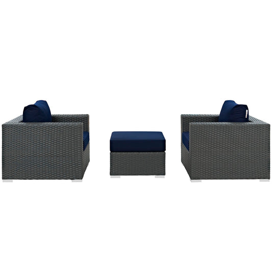 Sojourn 3 Piece Outdoor Patio Sunbrella¨ Sectional Set by Modway