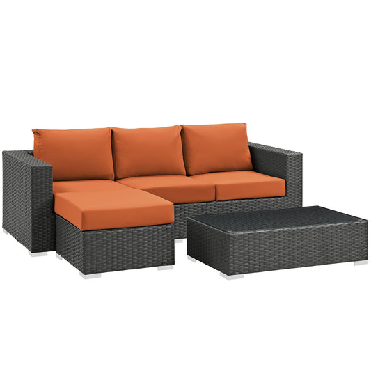 Sojourn 3 Piece Outdoor Patio Sunbrella¨ Sectional Set by Modway
