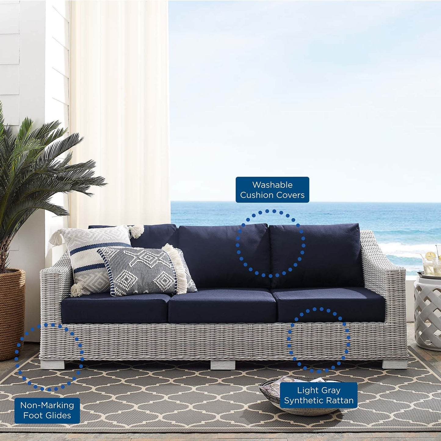 Conway Sunbrella¨ Outdoor Patio Wicker Rattan Sofa by Modway