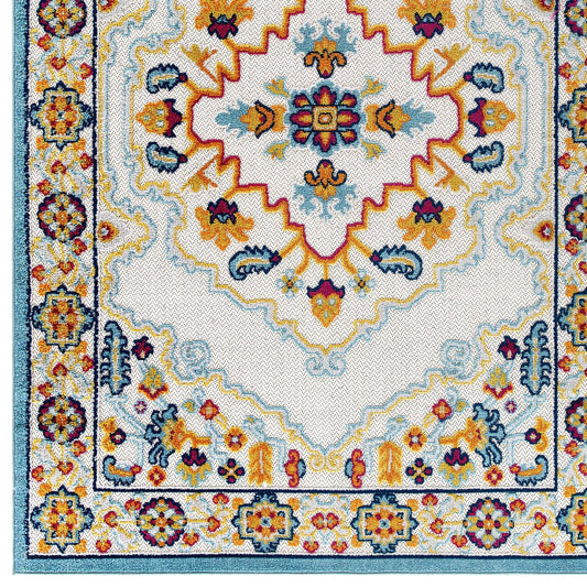Reflect Ansel Distressed Floral Vintage Medallion 8x10 Indoor and Outdoor Area Rug by Modway