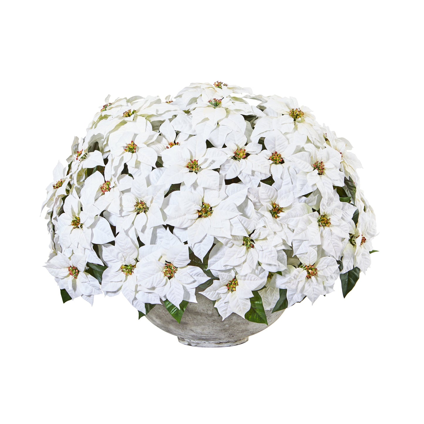 29" Giant Poinsettia Artificial Arrangement in Large Cement Bowl