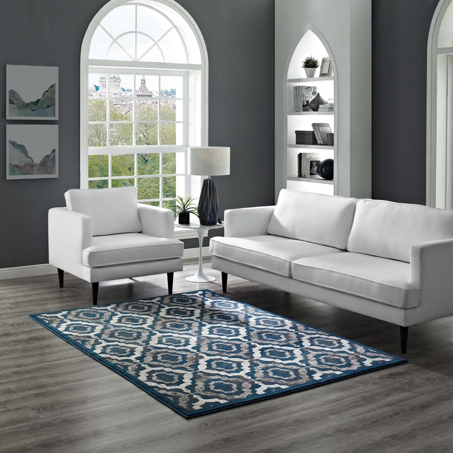 Kalinda Rustic Vintage Moroccan Trellis 5x8 Area Rug by Modway