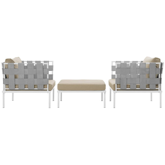 Harmony 3 Piece Outdoor Patio Aluminum Sectional Sofa Set by Modway