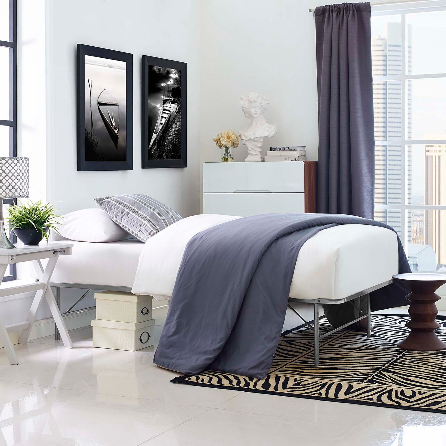 Horizon Stainless Steel Twin Bed Frame by Modway