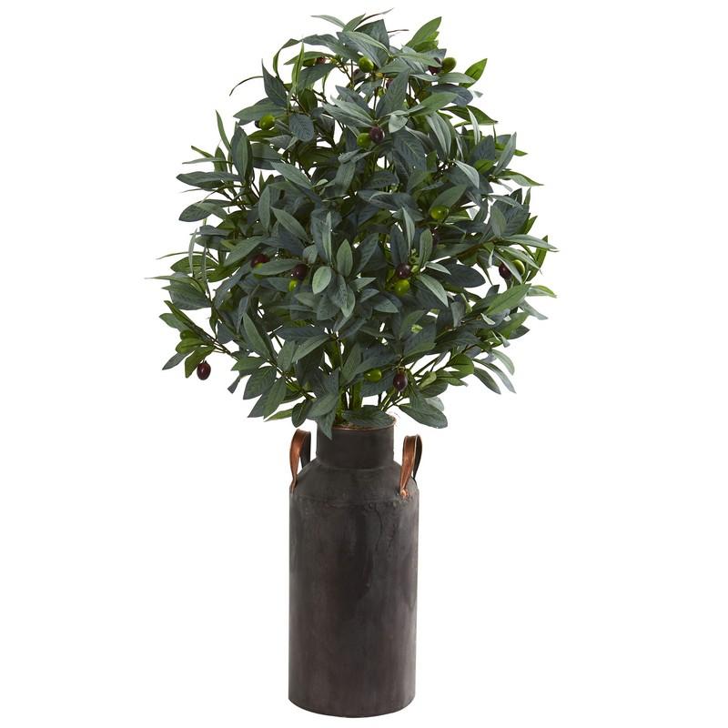 31" Olive with Berries Artificial Plant in Decorative Canister