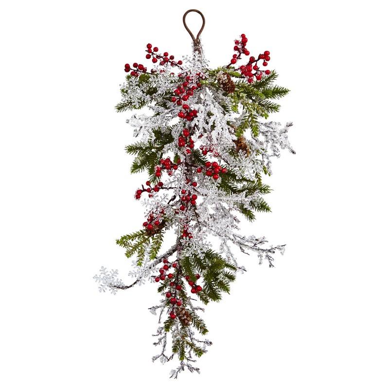 26" Berry, Pine & Snowflake Teardrop