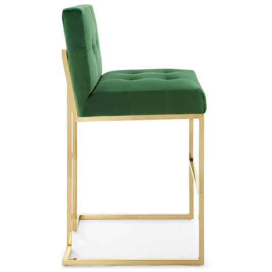 Privy Gold Stainless Steel Performance Velvet Bar Stool by Modway