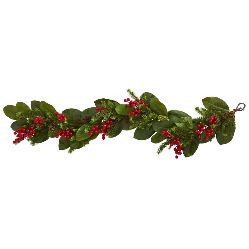 5" Magnolia Berry Pine Artificial Garland