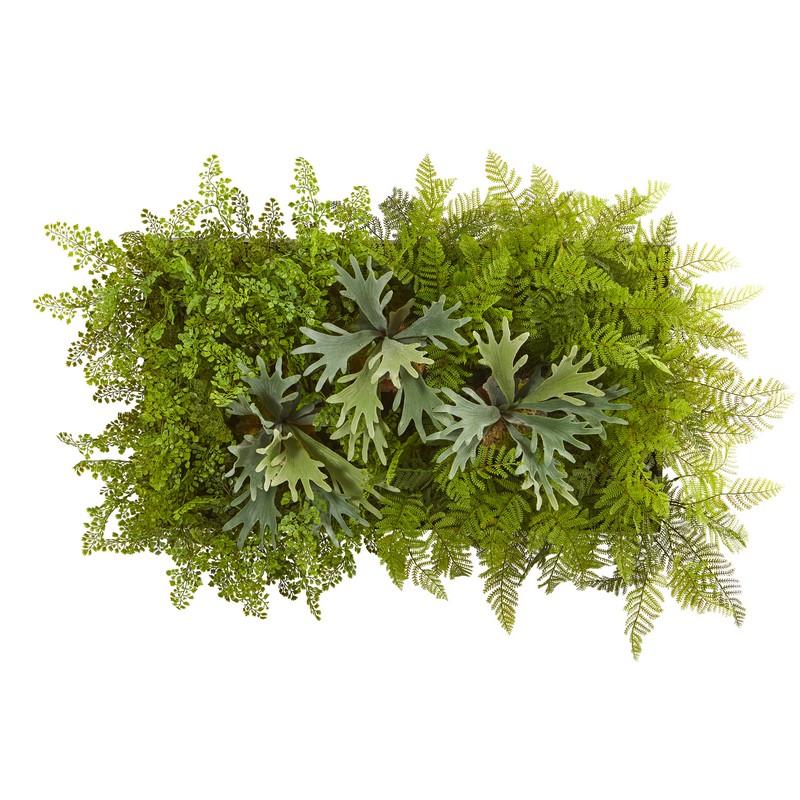 38 x 23" Staghorn and Fern Artificial Living Wall