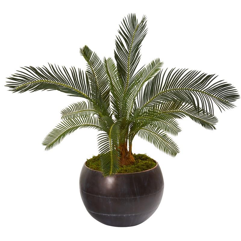 29" Cycas Artificial Plant in Metal Bowl
