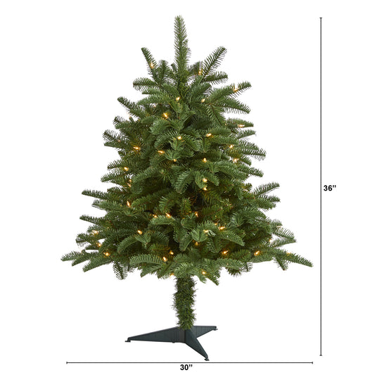 3' South Carolina Spruce Artificial Christmas Tree w/ 100 White Warm Light