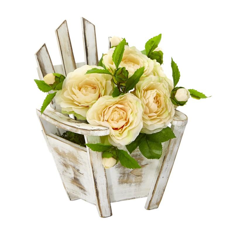 9" Camellia Artificial Arrangement in Chair Planter