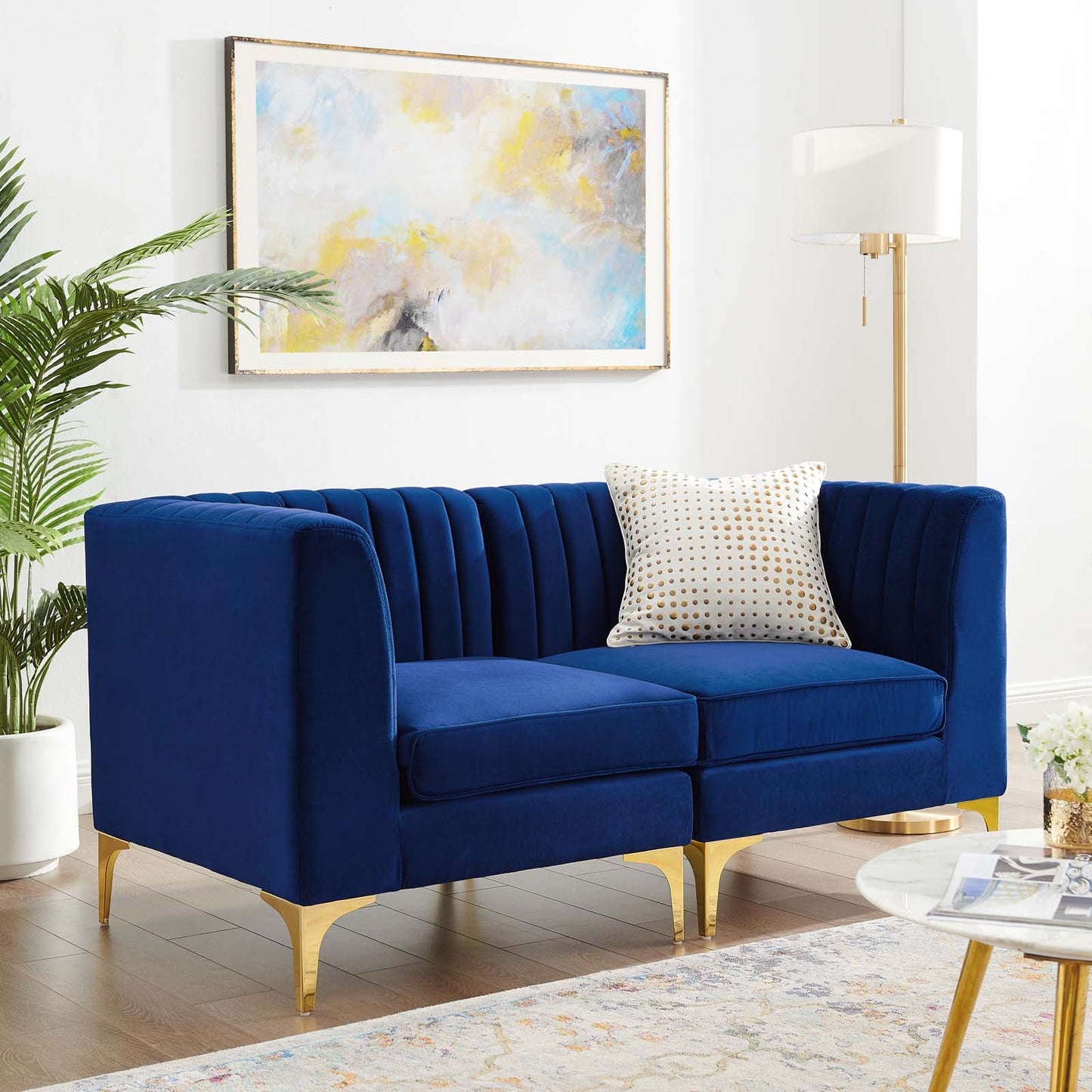 Triumph Channel Tufted Performance Velvet Loveseat by Modway