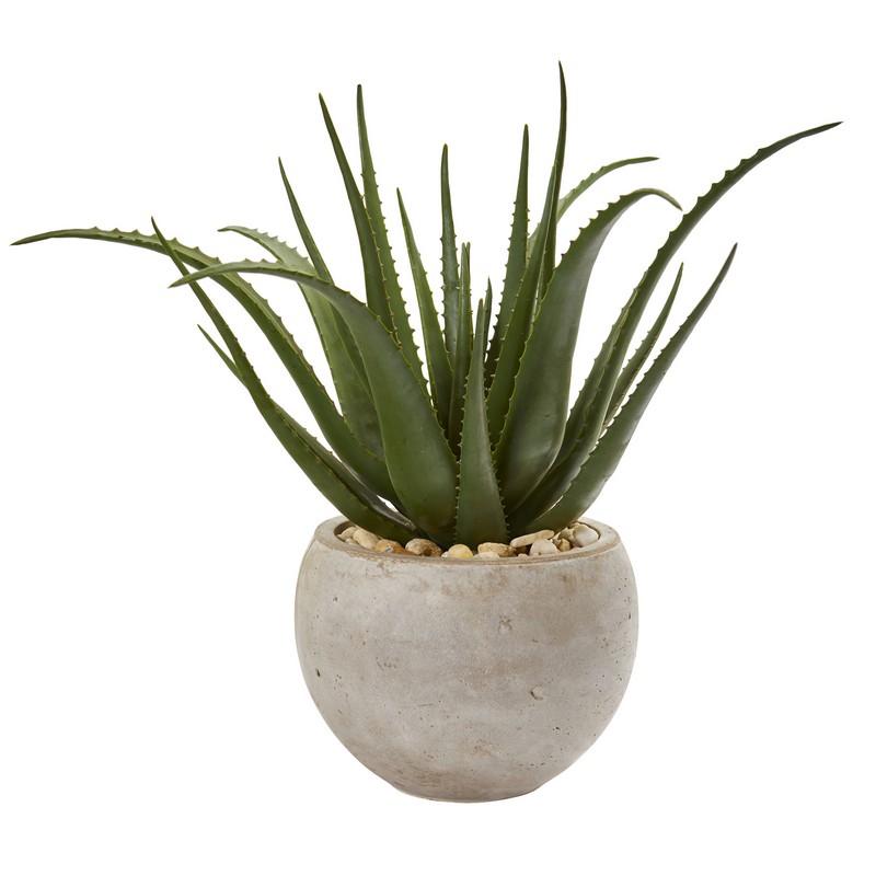 25" Aloe Artificial Plant in Sand Colored Planter