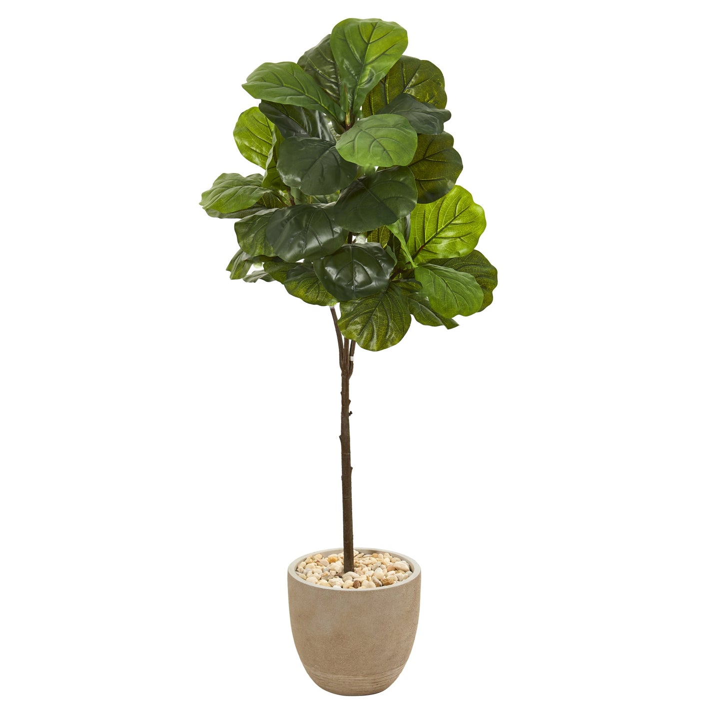 51" Fiddle Leaf Artificial Tree in Sandstone Planter (Real Touch)