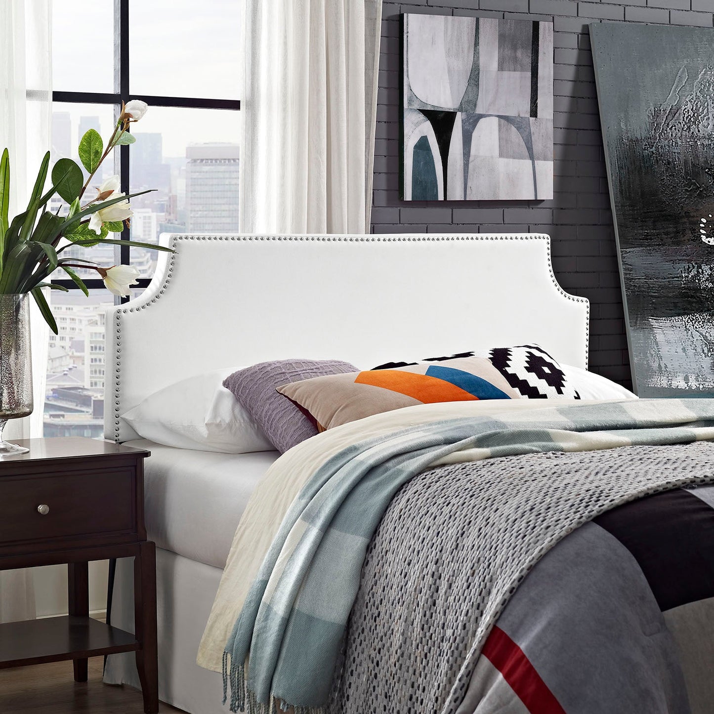 Laura Upholstered Vinyl Queen Headboard by Modway