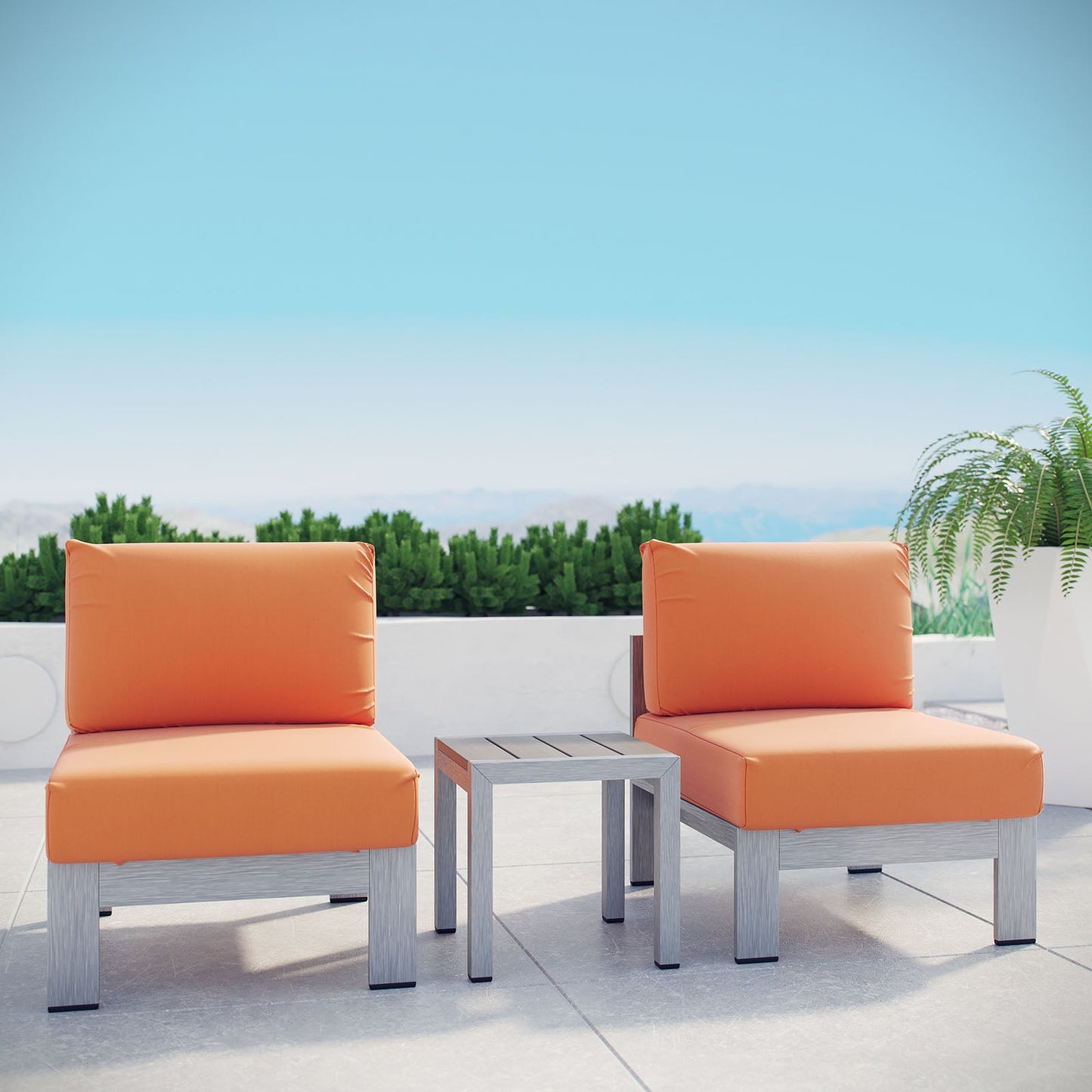 Shore 3 Piece Outdoor Patio Aluminum Sectional Sofa Set by Modway