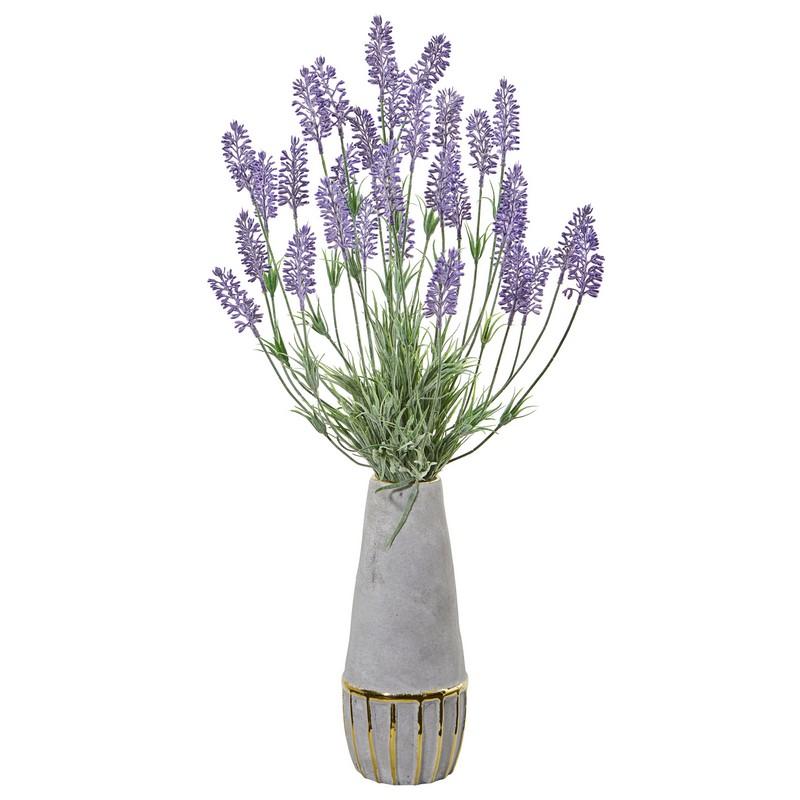 25" Lavender Artificial Plant in Vase with Gold Trimming