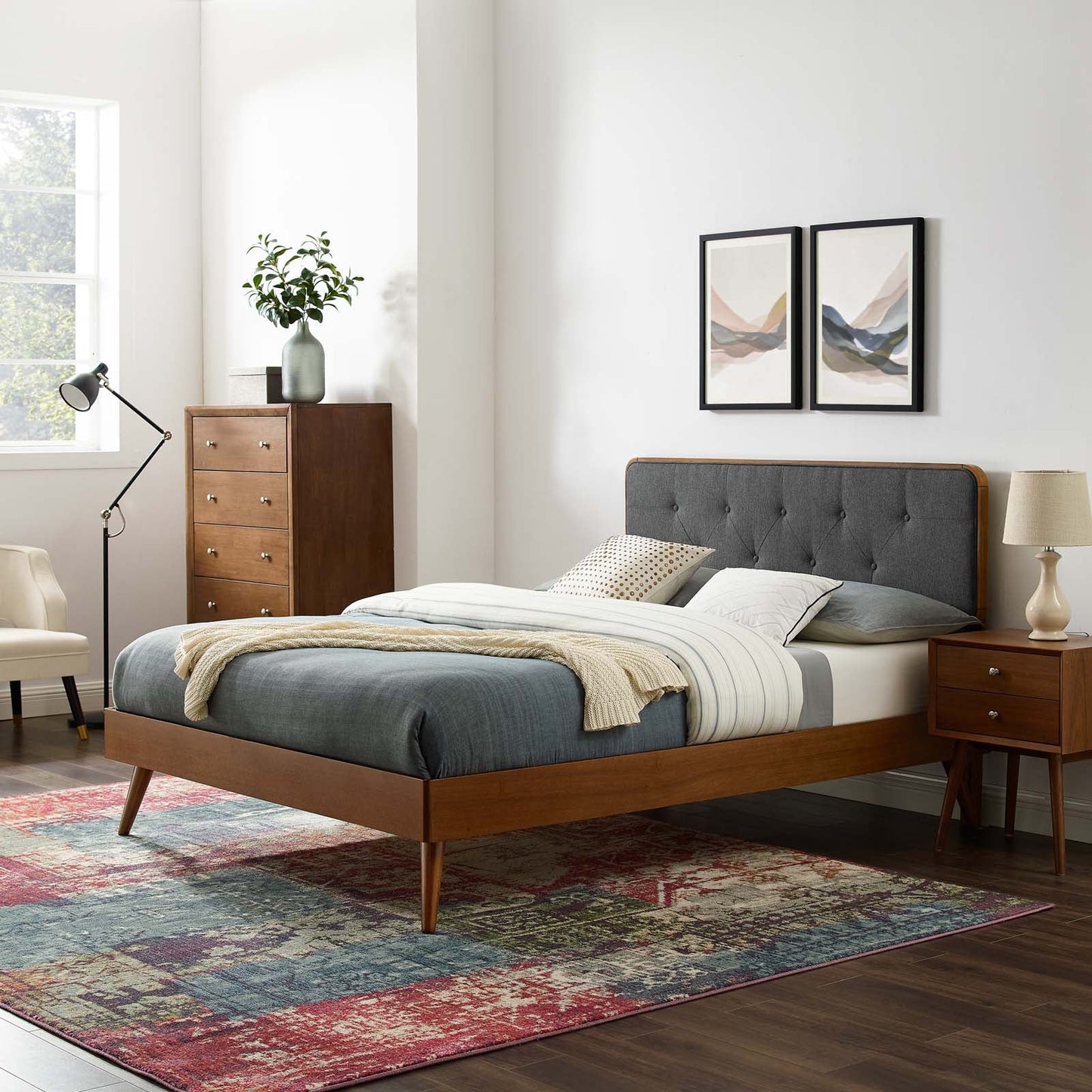Bridgette Wood Queen Platform Bed With Splayed Legs by Modway