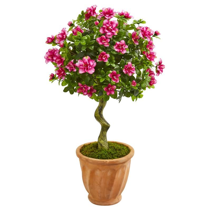 39" Azalea Artificial Topiary Tree in Terra Cotta Planter