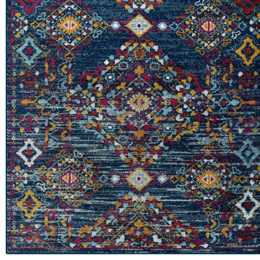 Entourage Khalida Distressed Vintage Floral Lattice 5x8 Area Rug by Modway