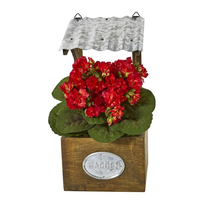 14" Violet Artificial Plant in Tin Roof Planter