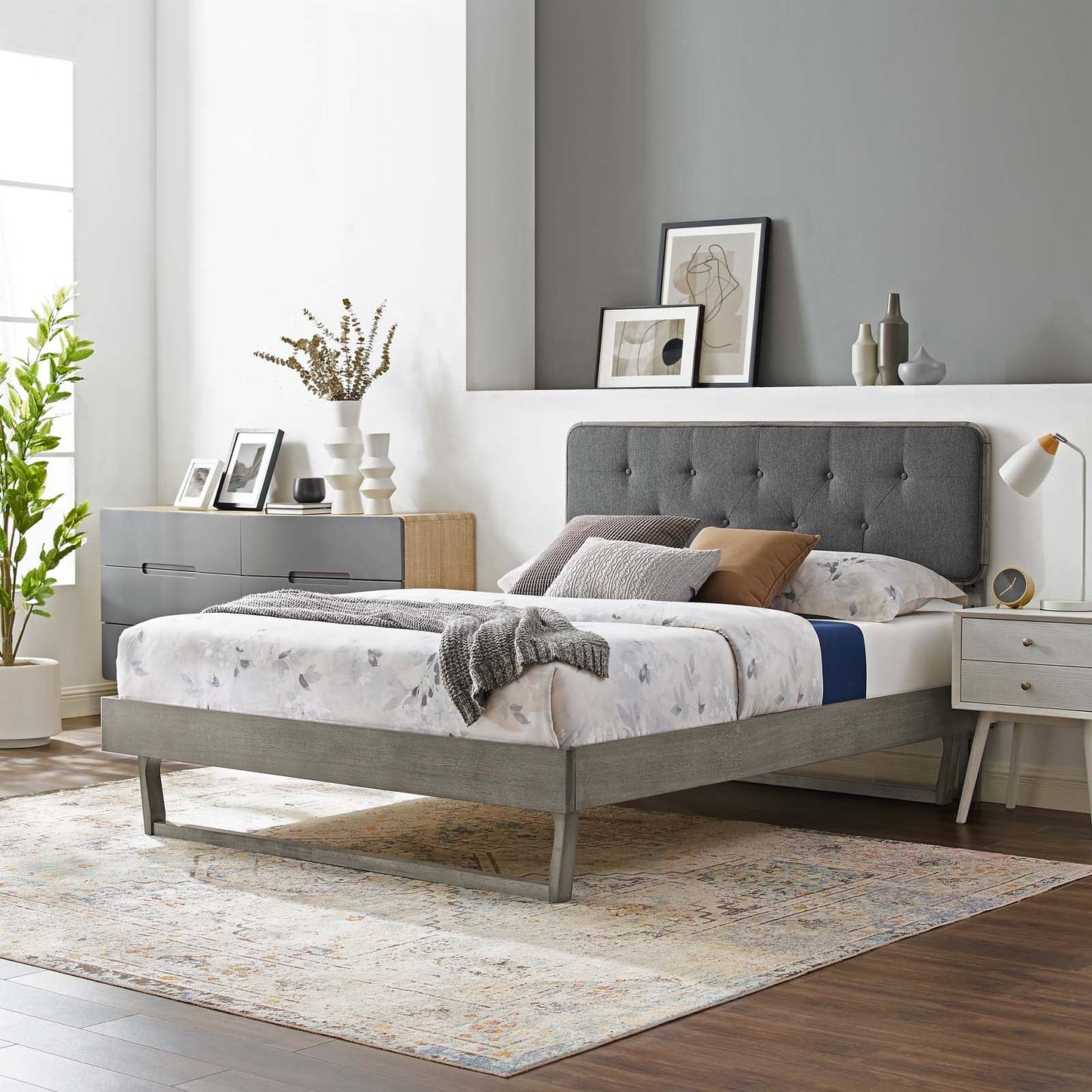 Bridgette Wood King Platform Bed With Angular Frame by Modway