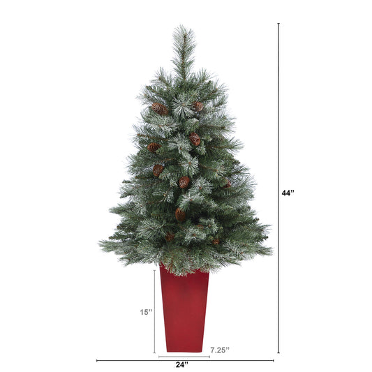 44' Snowed French Alps Mountain Pine Artificial Christmas Tree w/ 135 Bendable