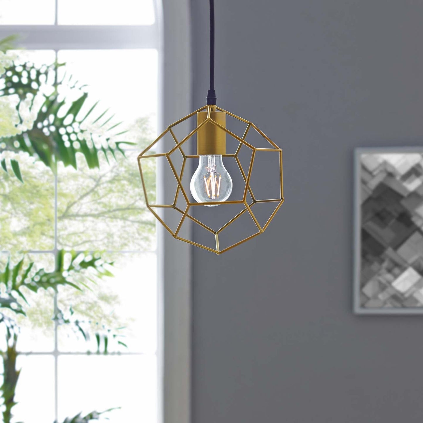 Pique Gold Metal Ceiling Fixture by Modway