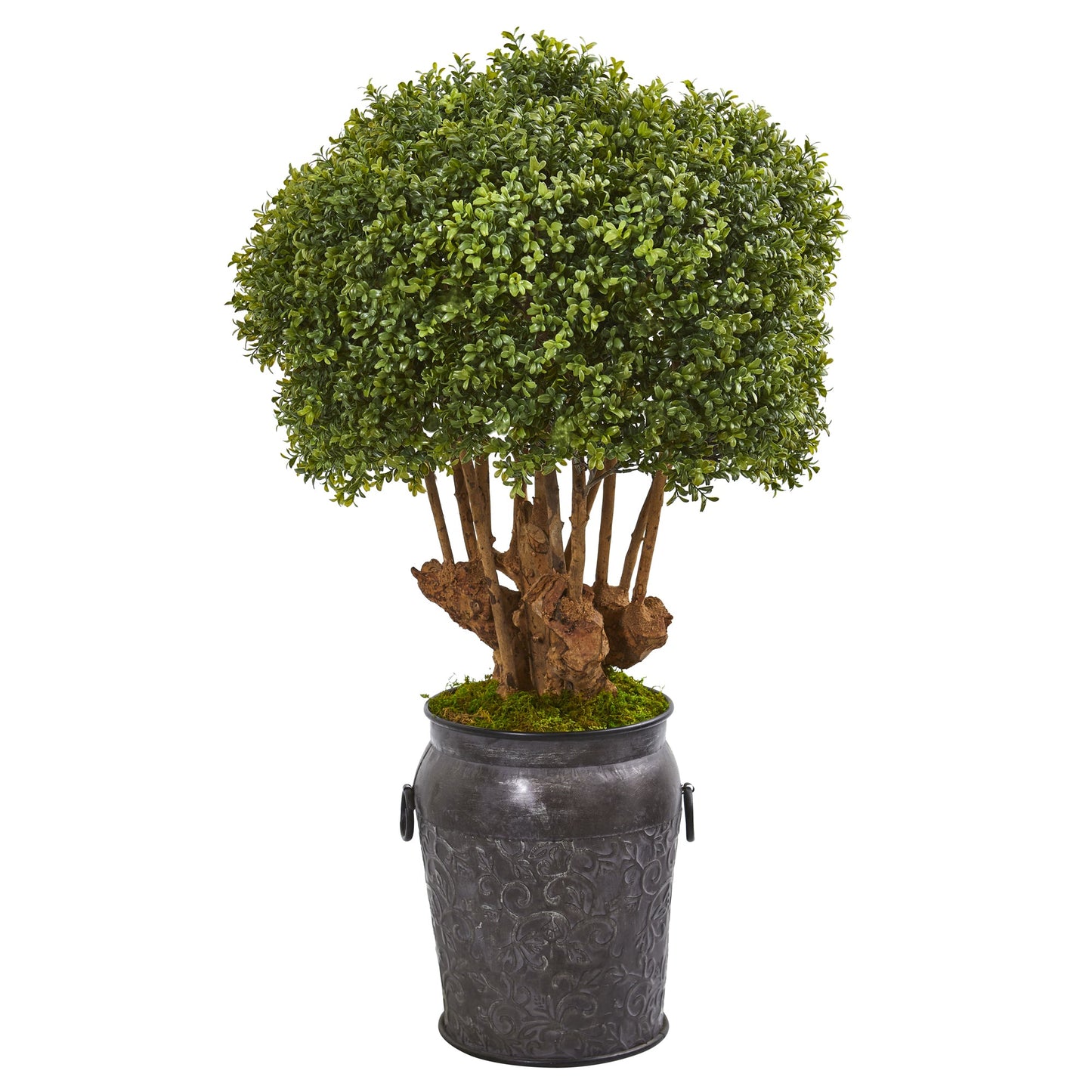 44" Boxwood Artificial Topiary Tree in Metal Planter